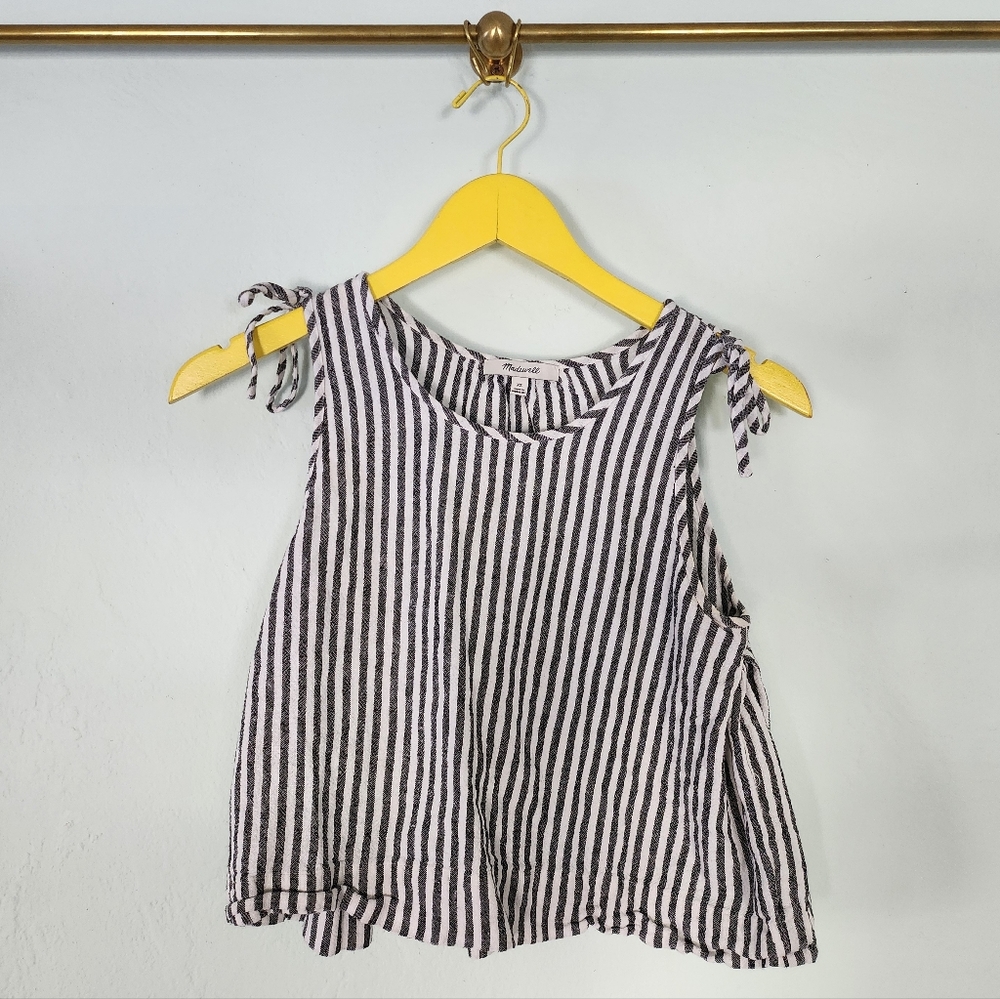 Madewell striped linen cropped tank blouse size XS